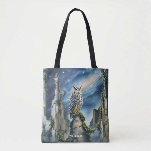 Fantasy Niedlich Owl Alte Ruinen Tasche (Vorderseite)
