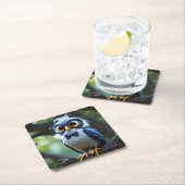 Fantasy Niedlich Owl Glassbow Rechteckiger Pappuntersetzer (Vor Ort)