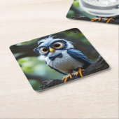 Fantasy Niedlich Owl Glassbow Rechteckiger Pappuntersetzer (angewinkelt)