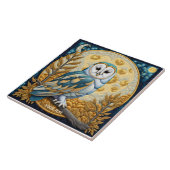 Fantasy Niedlich Owl Moon Trees Fliese (Seite)