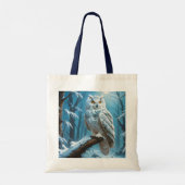Fantasy Niedlich Owl Snow Tree Tragetasche (Rückseite)
