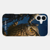 Fantasy Niedlich Owl Telescope Night iPhone Hülle (Rückseite (Horizontal))