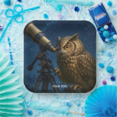 Fantasy Niedlich Owl Telescope Night Pappteller (Party)