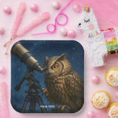 Fantasy Niedlich Owl Telescope Night Pappteller (Party)