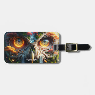 Fantasy Niedlich Owl Wasserfall Bäume Gepäckanhänger
