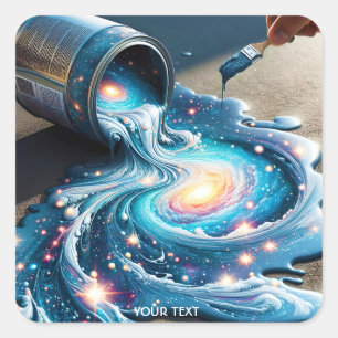 Fantasy Niedlich Paint Space Stars Quadratischer Aufkleber