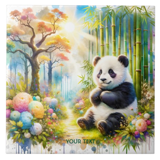 Fantasy Niedlich Panda Bamboo Forest Fliese (Vorderseite)