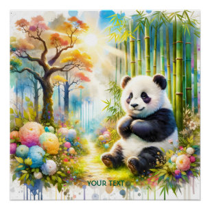 Fantasy Niedlich Panda Bamboo Forest Poster