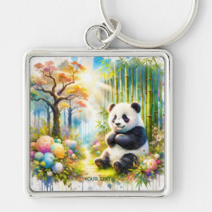 Fantasy Niedlich Panda Bamboo Forest Schlüsselanhänger