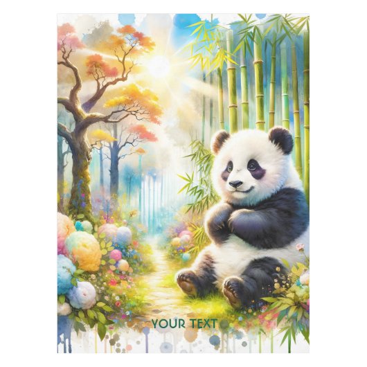 Fantasy Niedlich Panda Bamboo Forest Tischdecke (Vorderseite)