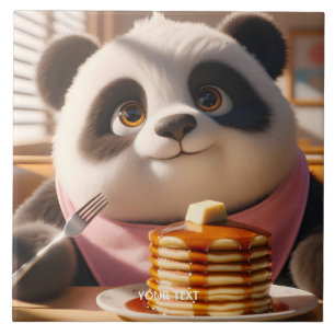 Fantasy Niedlich Panda Eating Pancakes Fliese