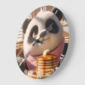 Fantasy Niedlich Panda Eating Pancakes Große Wanduhr (Winkel)