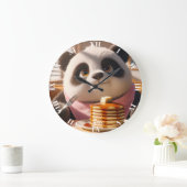 Fantasy Niedlich Panda Eating Pancakes Große Wanduhr (Zuhause)