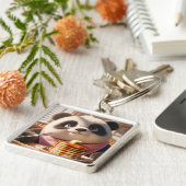 Fantasy Niedlich Panda Eating Pancakes Schlüsselanhänger (Seite)