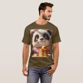 Fantasy Niedlich Panda Eating Pancakes T-Shirt (Vorne ganz)