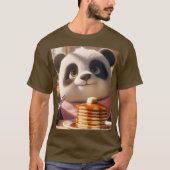 Fantasy Niedlich Panda Eating Pancakes T-Shirt (Vorderseite)