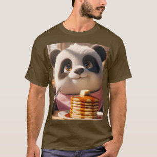 Fantasy Niedlich Panda Eating Pancakes T-Shirt