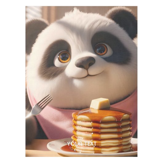 Fantasy Niedlich Panda Eating Pancakes Tischdecke (Vorderseite)