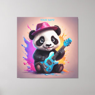 Fantasy Niedlich Panda Gitarre spielen Leinwanddruck