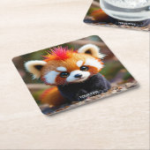 Fantasy Niedlich Panda Red Hai Rechteckiger Pappuntersetzer (angewinkelt)