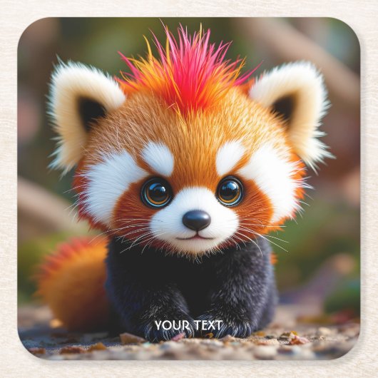 Fantasy Niedlich Panda Red Hai Rechteckiger Pappuntersetzer (Vorderseite)