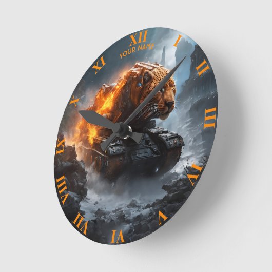 Fantasy Niedlich Panther Tank Fire Runde Wanduhr (Winkel)