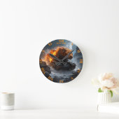Fantasy Niedlich Panther Tank Fire Runde Wanduhr (Zuhause)