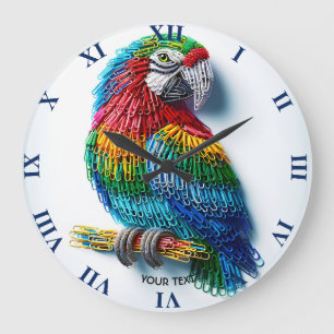 Fantasy Niedlich Paper Clips Bird Große Wanduhr