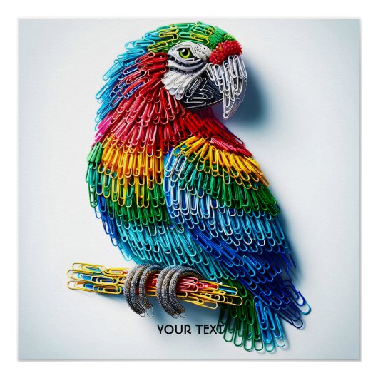 Fantasy Niedlich Paper Clips Bird Poster (Vorderseite)
