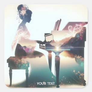 Fantasy Niedlich Pastel Piano Giro del Malcantone Quadratischer Aufkleber