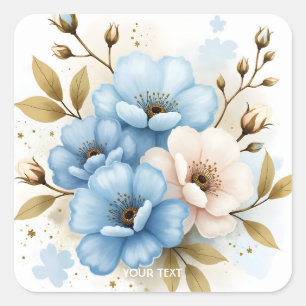 Fantasy Niedlich Pastel Watercolor Blume Quadratischer Aufkleber