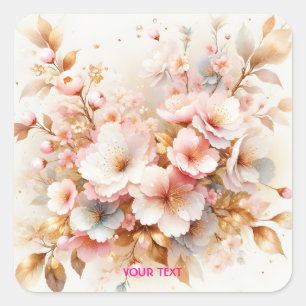 Fantasy Niedlich Pastell Pink Sakura Quadratischer Aufkleber