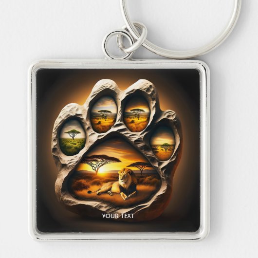 Fantasy Niedlich Paw Lion Stone Schlüsselanhänger (Vorne)