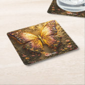Fantasy Niedlich Peach Butterfly Rechteckiger Pappuntersetzer (angewinkelt)