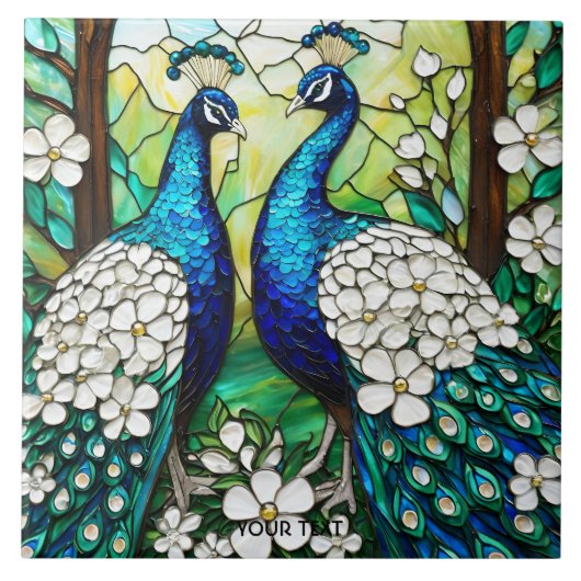 Fantasy Niedlich Peacock Festglas Fliese (Vorderseite)