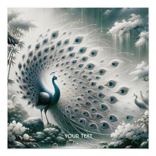 Fantasy Niedlich Peacock Rain Tree Poster (Vorderseite)