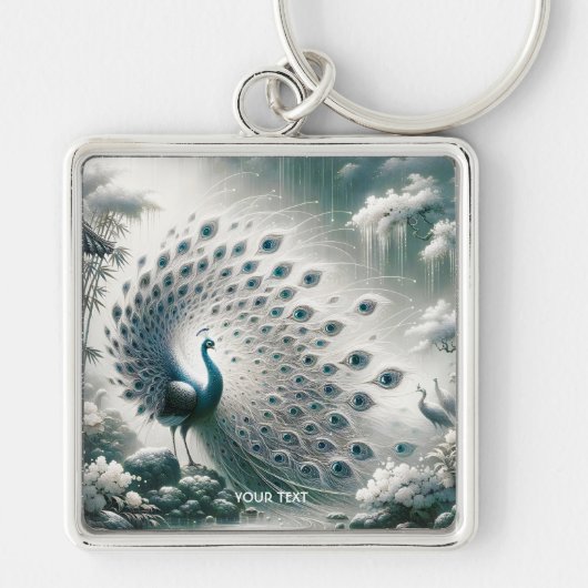 Fantasy Niedlich Peacock Rain Tree Schlüsselanhänger (Vorne)