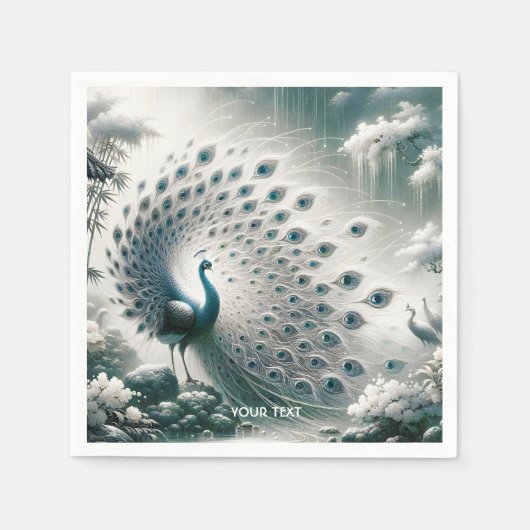 Fantasy Niedlich Peacock Rain Tree Serviette (Vorderseite)