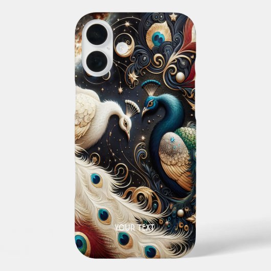 Fantasy Niedlich Peacocks Crescent Feathers Case-Mate iPhone Hülle (Rückseite)