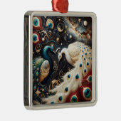 Fantasy Niedlich Peacocks Crescent Feathers Ornament Aus Metall (Rechts)