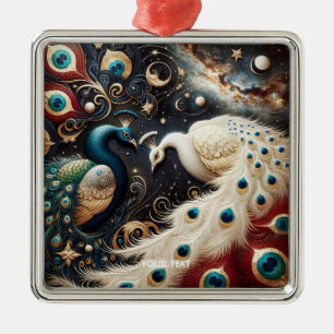 Fantasy Niedlich Peacocks Crescent Feathers Ornament Aus Metall