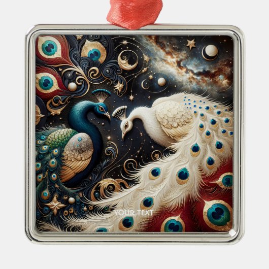 Fantasy Niedlich Peacocks Crescent Feathers Ornament Aus Metall (Vorne)