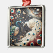 Fantasy Niedlich Peacocks Crescent Feathers Ornament Aus Metall (Links)