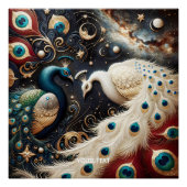 Fantasy Niedlich Peacocks Crescent Feathers Poster (Vorderseite)