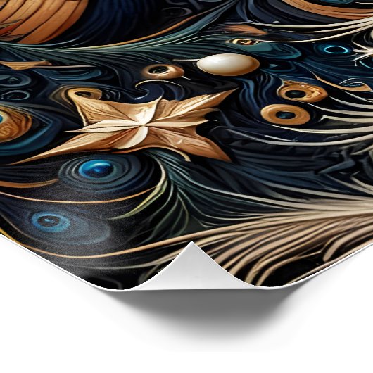 Fantasy Niedlich Peacocks Crescent Feathers Poster (Ecke)