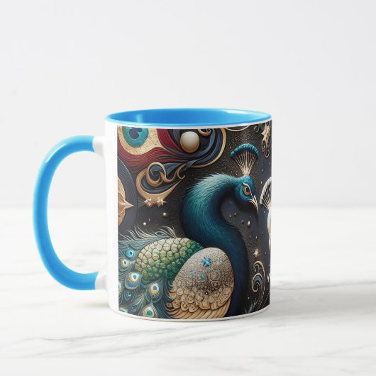 Fantasy Niedlich Peacocks Crescent Feathers Tasse (Links)