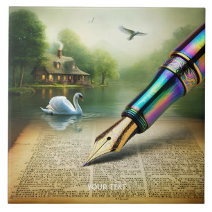 Fantasy Niedlich Pen Lake Swan Fliese