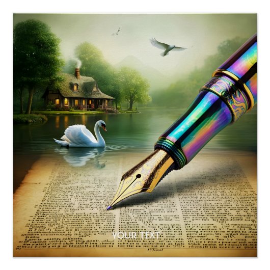 Fantasy Niedlich Pen Lake Swan Poster (Vorderseite)