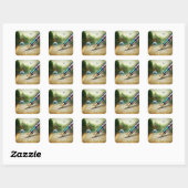 Fantasy Niedlich Pen Lake Swan Quadratischer Aufkleber (Blatt)