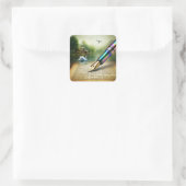 Fantasy Niedlich Pen Lake Swan Quadratischer Aufkleber (Tasche)